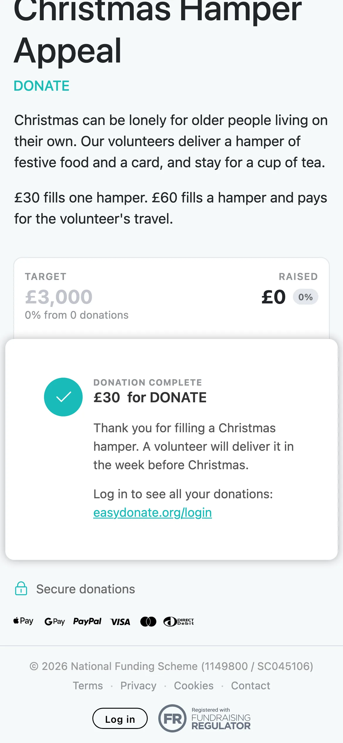 Your thank-you on screen: After paying, donors see their donation and your web donation response, and your email thank-you is sent to them. No thank-you email is sent in Preview.