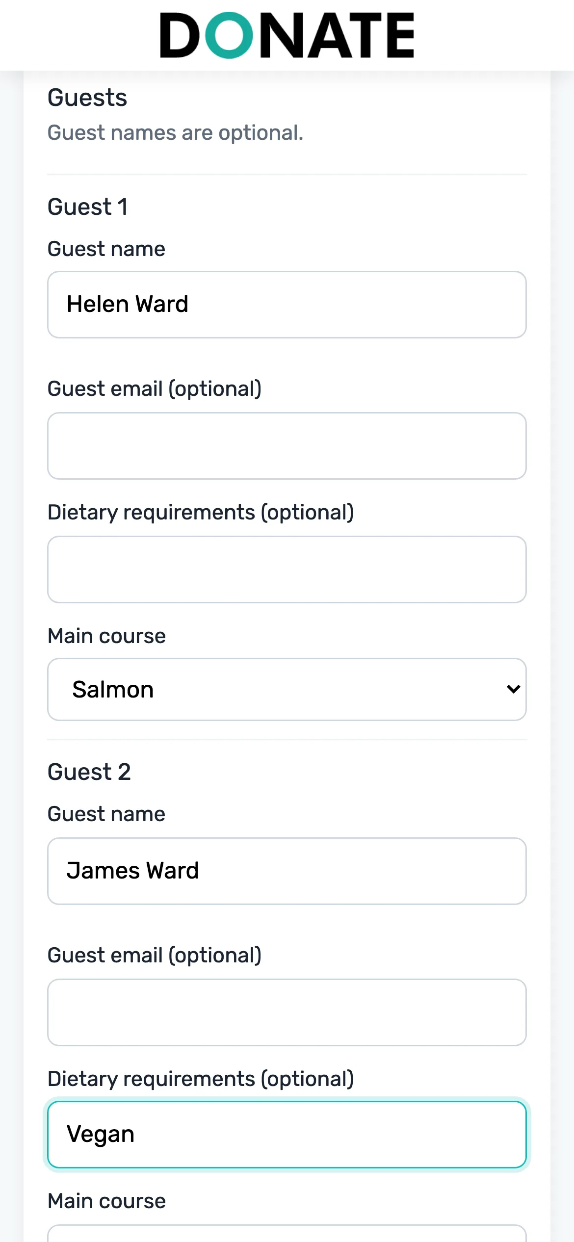 What the buyer fills in: Buyers see Guest 1, Guest 2 and so on, with your questions under each name.