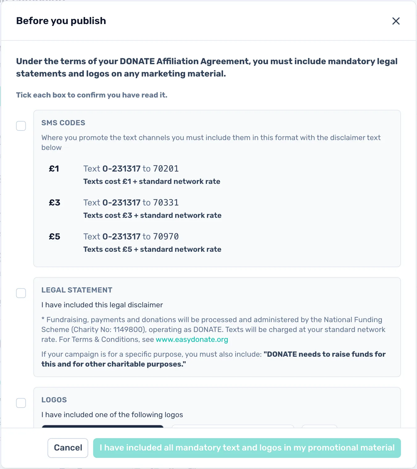 Publish the campaign: Switch the campaign Live and tick each box in Before you publish. Its challenges go live with it.