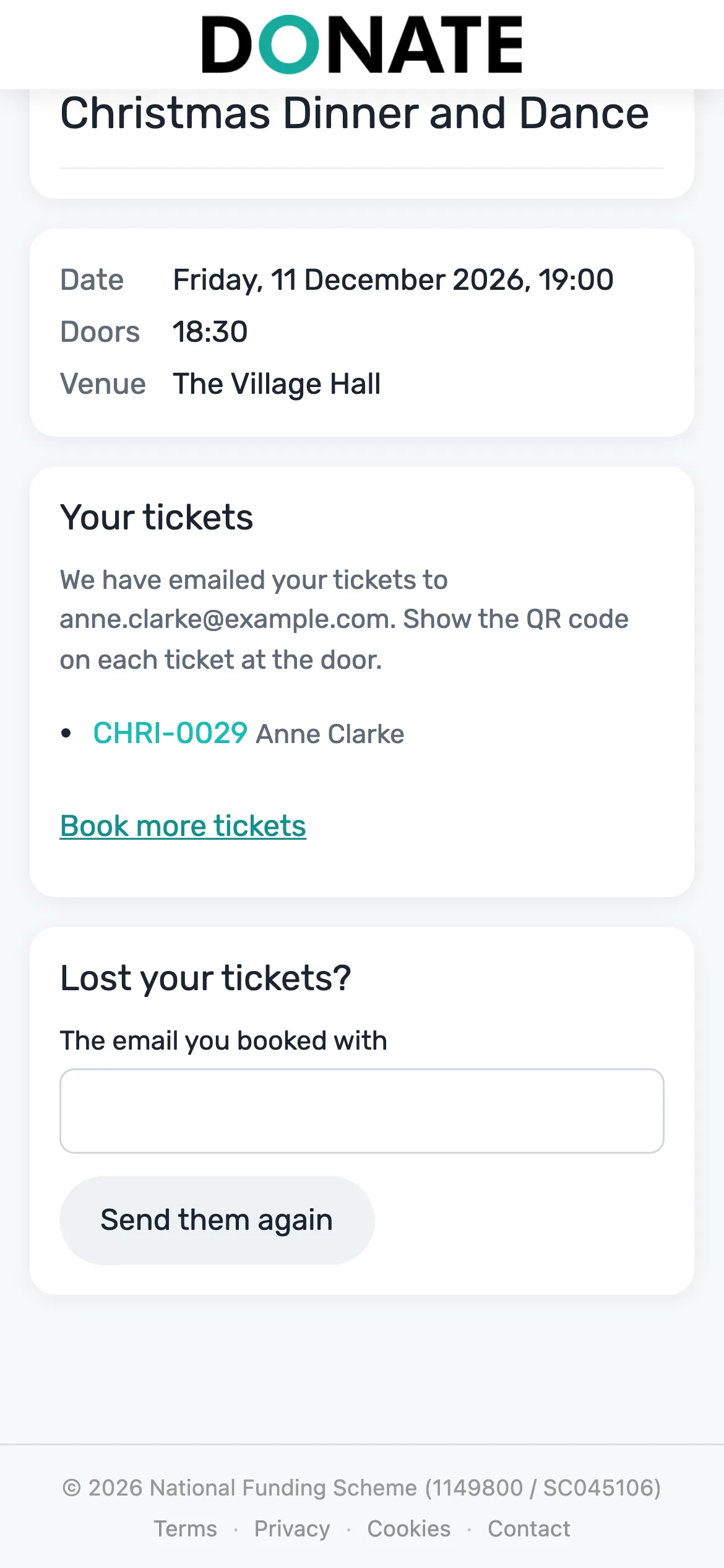 Booked in seconds: Tickets are listed straight away and emailed to the buyer.