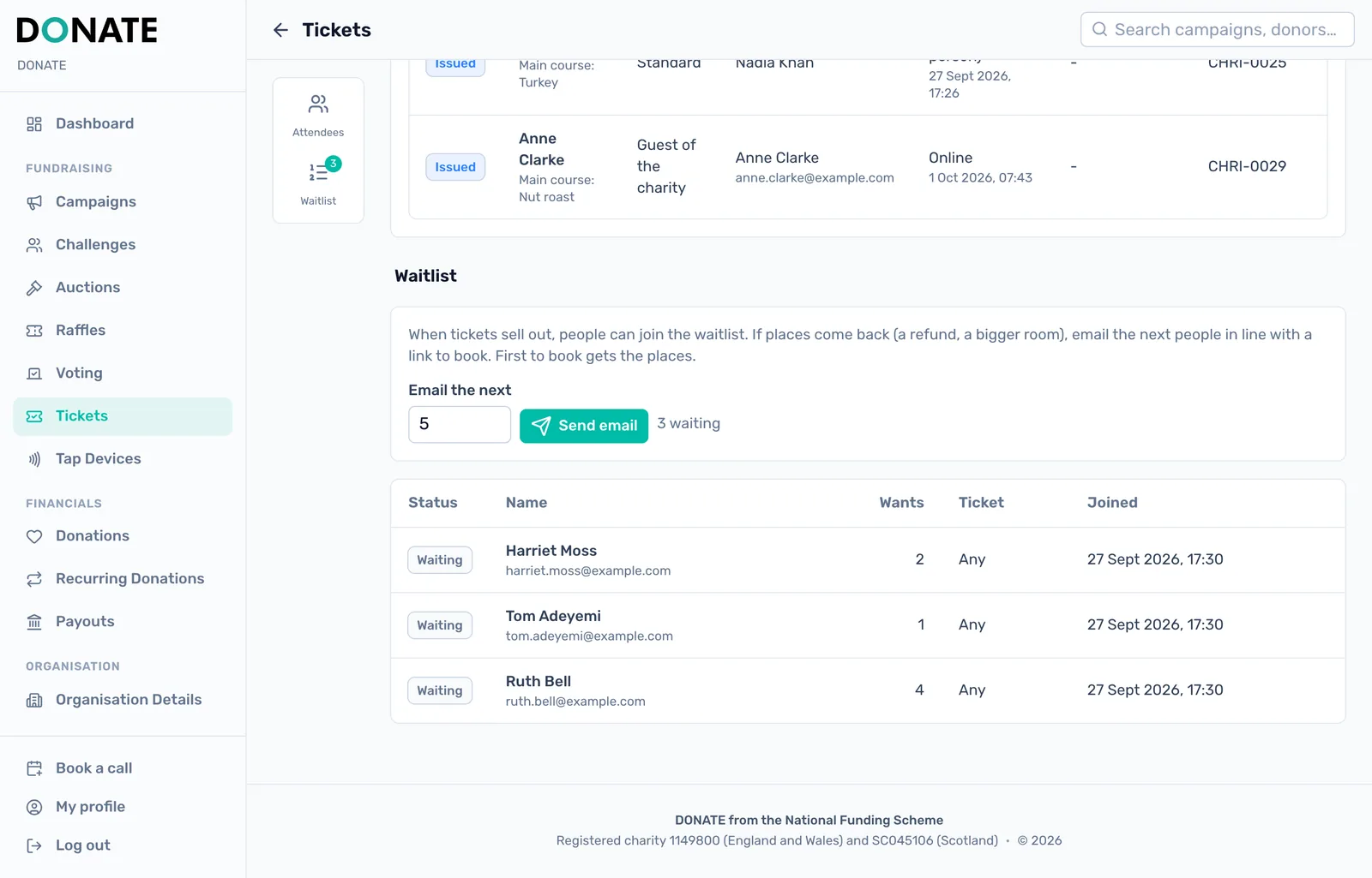 Email the waitlist: When places come back, email the next people in line. The first to book gets them.
