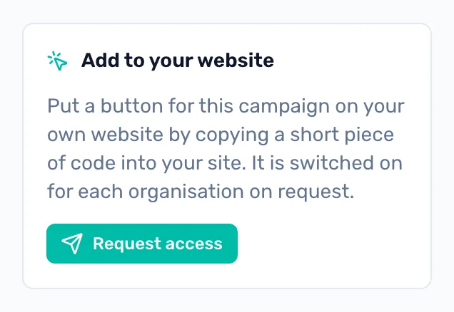 Ask us to switch it on: Before it is switched on, the card explains what it does and has a Request access button.