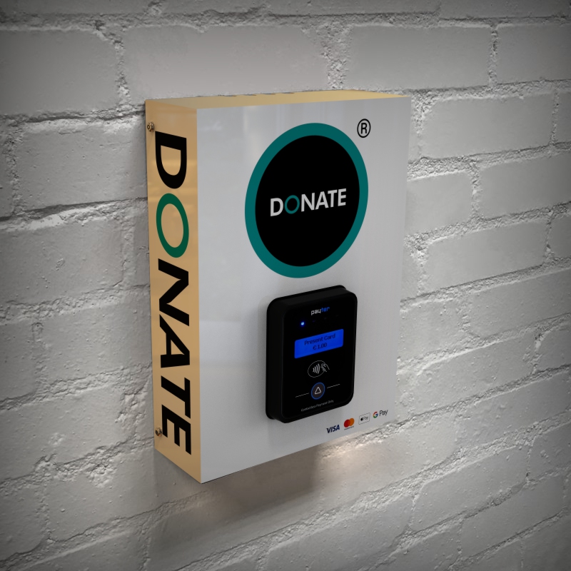 A4 wall-mounted contactless donation unit